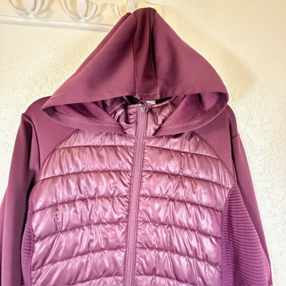 Tek Gear Dark Plum Quilted Front Hooded Mixed Media Jacket Size 2X - Picture 2 of 10